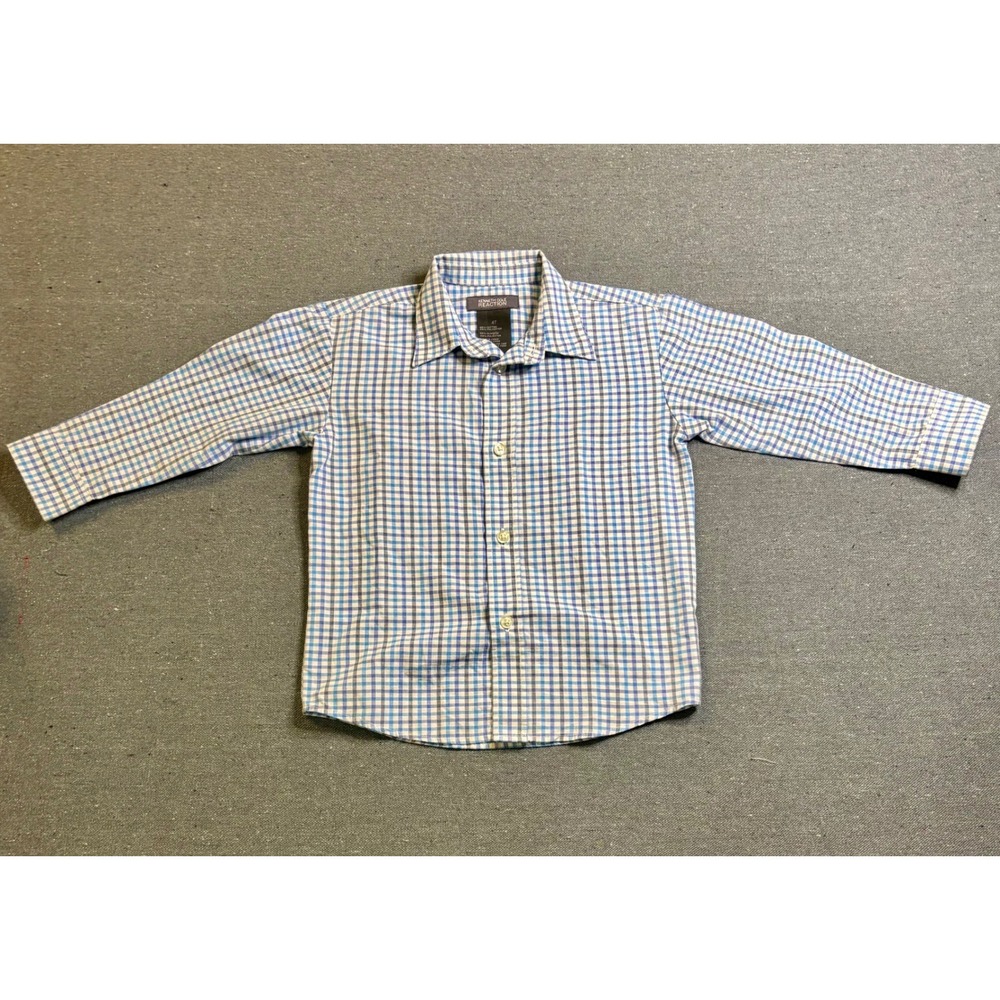 Kenneth Cole Reaction Boys Blue Plaid Long Sleeve Button Down Shirt‎ Size 4T
